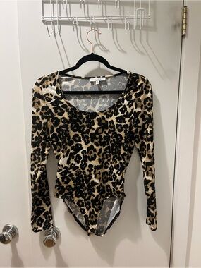 gaze Leopard Print Bodysuit - Black & Tan